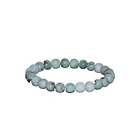 Natural Emerald Gemstone round 7mm smooth 7inch Beads Stretchble bracelet crystal healing energy stone bracelet for Women & Men Adjustable Size