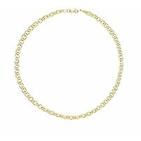14K SOLID REAL Yellow SOLID Gold 1.7mm Or 3.2mm Or 4.5mm or 6.3mm Shiny Mariner Bracelet Bangle or Foot Anklet for Pendants and For Men and Women with Lobster-Claw Clasp ( 7