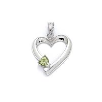 925 Sterling Silver Peridot Love Heart Pendant Necklace Jewelry for Women