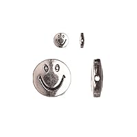 Pewter Beads, Burnished Silver Plated, Double-Sided Smiley Face, 10mm Round Plate Sold per 30pcs/Pack (2pack Bundle), Save $1