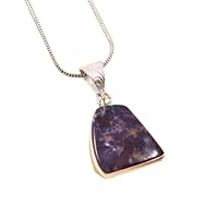 Genuine Sodalite Gemstone Pendant Necklace 925 Sterling Silver Handmade Gift Jewelry