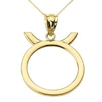 Yellow Gold Taurus May Zodiac Sign Pendant Necklace - Pendant/Necklace Option: Pendant With 22