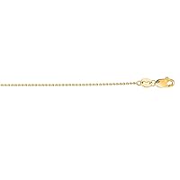 14k Yellow Gold 1.5mm Non Sparkle Cut Shiny Bead Chain Necklace With Lobster Clasp Jewelry for Women - Length Options: 16 18 20