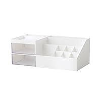 Makeup Organiser Tabletop Cosmetic Storage Box Skin Care Display Case with Drawers White Eraser