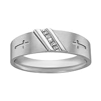 Gemstone Jewellery Men's 0.20Ct Simulated Diamond Wedding Cross Band Ring 14K White Gold Plated Silver
