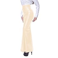 Elegant PVC Leather Hobble Skirts Women Sexy Bodycon Long Trumpet Skirts High Waist Office Ladies Maix Mermaid Skirt Clubwear