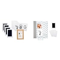 Pearhead Baby and Pet Keepsake Bundle - Clean-Touch Ink Pad Kit and Gray Chevron Memory Book