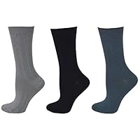 Women's Cable Pattern Casual Dress Crew Bamboo Socks 3 Pair Pack