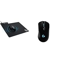 Logitech G Powerplay Wireless Charging System - Black & 703 Lightspeed Wireless Gaming Mouse W/Hero 25K Sensor, PowerPlay Compatible, Lightsync RGB, Lightweight 95G+10G Optional, 100-25 - Black