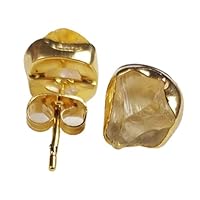 Raw Citrine Earrings, Dainty Citrine Jewelry, November Birthstone Earrings, Yellow Studs, Raw Crystal Earrings, Gold Plated Stud Earrings BY CHARMSANDSPELLS