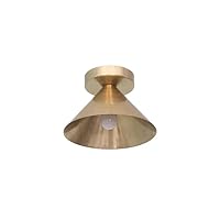 1 Light Shade Ceiling Flushmount Light Mid Century Modern Raw Brass Celing Fixture