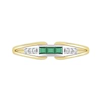 Gold Plated 925 Sterling Silver Natural Emerald Birthstone Gemstone Wedding Anniversary Statement Ring
