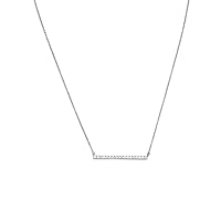 925 Sterling Silver 16 Inch + 2 Inch Rhodium Plated CZ Bar Necklace 16 + 2 CZ CZ is 2mm X 30mm Spring Jewelry Gifts for Women