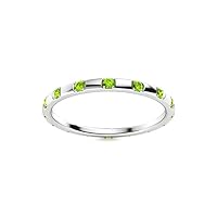 Peridot Round Splendour Promise Band | Sterling Silver 925 With Rhodium Plated | Light And Thin Band For Were Everyday.