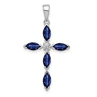2.00 CT Marquise Cut Sapphire Cross Pendant Necklace 14K White Gold Over Free Chain for Women's