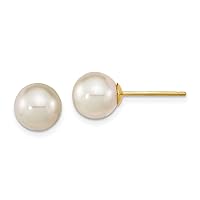 14k Gold 8 9mm Round White Saltwater South Sea Pearl Earrings Measures 8.25x8.25mm Wide Jewelry for Women