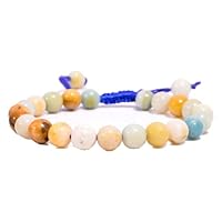 Natural Multi Amazonite Round Smooth Beads 8 mm Adjustable Bracelet TB-30 For Girls,Man,Woman,Friend,Gift,Boys,FriendshipBand