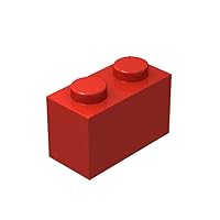 Classic Brick Block Bulk, Red Bricks 1x2, Building Bricks Flat 100 Piece, Compatible with Lego Parts and Pieces: 1x2 Red Bricks(Color:Red)