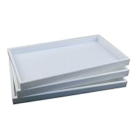 3-Piece 1-Inch Deep White Full Size Plastic Stackable Jewelry Tray 14 3/4 X 8 1/4 X 1H