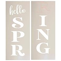 Hello Spring Stencil by StudioR12 | DIY Outdoor Wood Leaner Home Decor | Farmhouse Word Art | Craft & Paint Tall Porch Signs | Select Size (4ft)