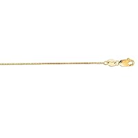 14k Yellow Gold 0.6mm Shiny Classic Box Chain With Lobster Clasp Necklace Jewelry Gifts for Women - Length Options: 16 17 18 20 24