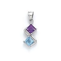 925 Sterling Silver Blue Topz Amethyst Pendant Necklace Jewelry for Women
