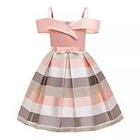 Pink & Brown Stripe Little Girl’s Formal Dress