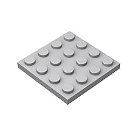 Classic Grey Plates Bulk, Light Gray Plate 4x4, Building Plates Flat 50 Piece, Compatible with Lego Parts and Pieces: 4x4 Gray Plates(Color: Light Gray)