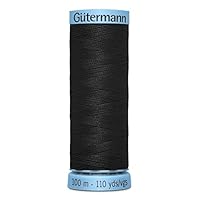 Gutermann Luxurious Pure Silk Sewing Thread 100m Black 000 - each