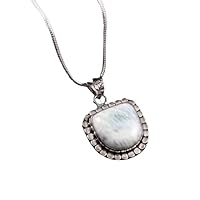 925 Sterling Silver Natural Blue Larimar Gemstone Pendant Jewelry