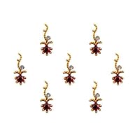 Golden And Maroon Head Bindi Shape Long Traditional Design Velvet Material Face Jewels Face Gems Face Stickers Makeup Body Tattoos (2 Pack) (CJ582)