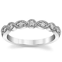 JeweleryArt Excellent Round Brilliant Cut 0.15 Carat, Moissanite Diamond Promise Band, Prong Set, Eternity Sterling Silver Band, Valentine's Day Jewelry Gifts, Customized Bands for Her