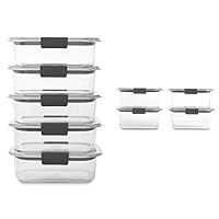 Rubbermaid Brilliance 3.2 and 4.7 Cup Food Storage Container Set, Clear, 18-Piece Set (9 Bases with Lids)