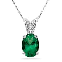 0.45 Cts of 6x4 mm AAA Oval Natural Emerald Scroll Pendant in Platinum