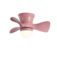 Ceiling Fan with Lights Silent Ceiling Light with Fan Ceiling Fans with Lighting and Remote Control 3 Abs Fan Blades 3 Color Dimmable 6 Speed for Home Bedroom Living Room/Pink/58Cm/22.8 inch