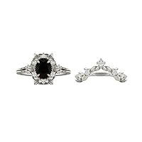 Art Deco Floral Engagement Ring Set 3 CT Vintage Black Onyx Engagement Ring Set 10k Rose Gold Black Onyx Wedding Ring Set Antique Bridal Ring Set