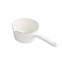 Japanese Style Ceramics Milk Pot Kitchen Cooking Pan Stewpan Food Saucepan with Long Handle Instant noodle pot-white (Color : White)