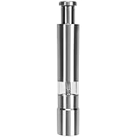 Pepper Mill Stainless Steel One-Handed One-Push Spice Mill Pepper Mill Manual Pepper Grinding Easy to Operate Ceramic Seasoning Salt Mill Salt (Silver)