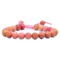 Natural Pink Rhodonite Round Smooth Beads 8 mm Adjustable Bracelet TB-18 For Girls,Man,Woman,Friend,Gift,Boys,FriendshipBand