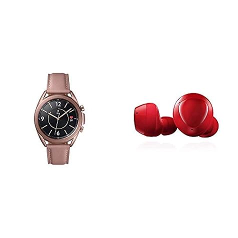 SAMSUNG Galaxy Watch 3 (41mm, GPS, Bluetooth) Smart Watch - Mystic Bronze (US Version) Galaxy Buds+ Plus, True Wireless Earbuds, Red – US Version