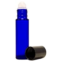 144 Essential Oil, Aromatherapy - Cobalt Blue Glass Bottle with Roll On Applicator and Black Cap - 10 ml Package of 144 Bulk Lot Wholesale