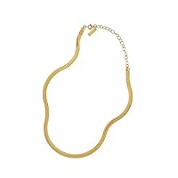 Minimalism Flat Snake Chain Electroplating 18K Yellow Gold/Silver, Real Solid 925 Sterling Silver (Purity Over 92.5%) r Choker Necklace.