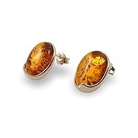 Baltic amber earrings for women sterling silver, Amber stud earrings, Real amber jewelry, Birthday Gift for Mom, Gift for Mother
