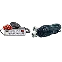 Uniden PC68LTX 40-Channel CB Radio with PA/CB Switch, Silver & RoadPro RP-18CC RG-58A/U Coaxial Cable w/Molded PL-259 Connectors (18 feet) Black