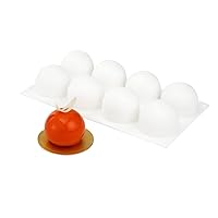Restaurantware Pastry Tek Silicone Ball Baking Mold - 8-Compartment - 10 count box, White
