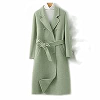 Alpaca Cashmere Double-sided Cashmere Coat Female Autumn and Winter Beans Green Long Korean Woolen Coat
