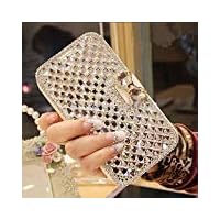 for iPhone XR Wallet Case,Bling Diamond Bowknot Shiny Crystal Rhinestone PU Leather Card Slot Pouch Flip Cover Kickstand Case for Girl Woman Lady (Clear)