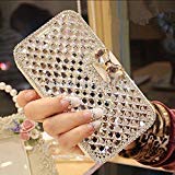 YUJINQ for iPhone XR Wallet Case,Bling Diamond Bowknot Shiny Crystal Rhinestone PU Leather Card Slot Pouch Flip Cover Kickstand Case for Girl Woman Lady (Clear)