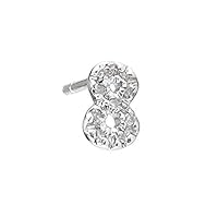 925 Sterling Silver Number Round Cut Prong Set 0.01 dwt Diamond Earrings
