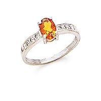 14k White Gold Citrine and Diamond Ring Size 7.0 Jewelry for Women